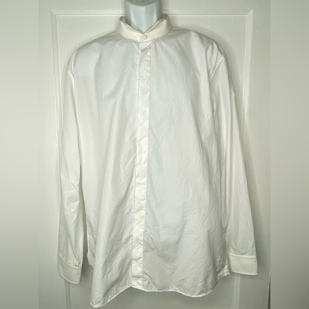 BALMAIN Wing-Collared Oxford Classic White Tuxedo Shirt